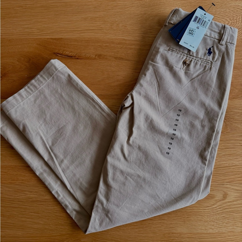 NWT Ralph Lauren Polo Boy’s Khaki Cotton Chinos-Size 10